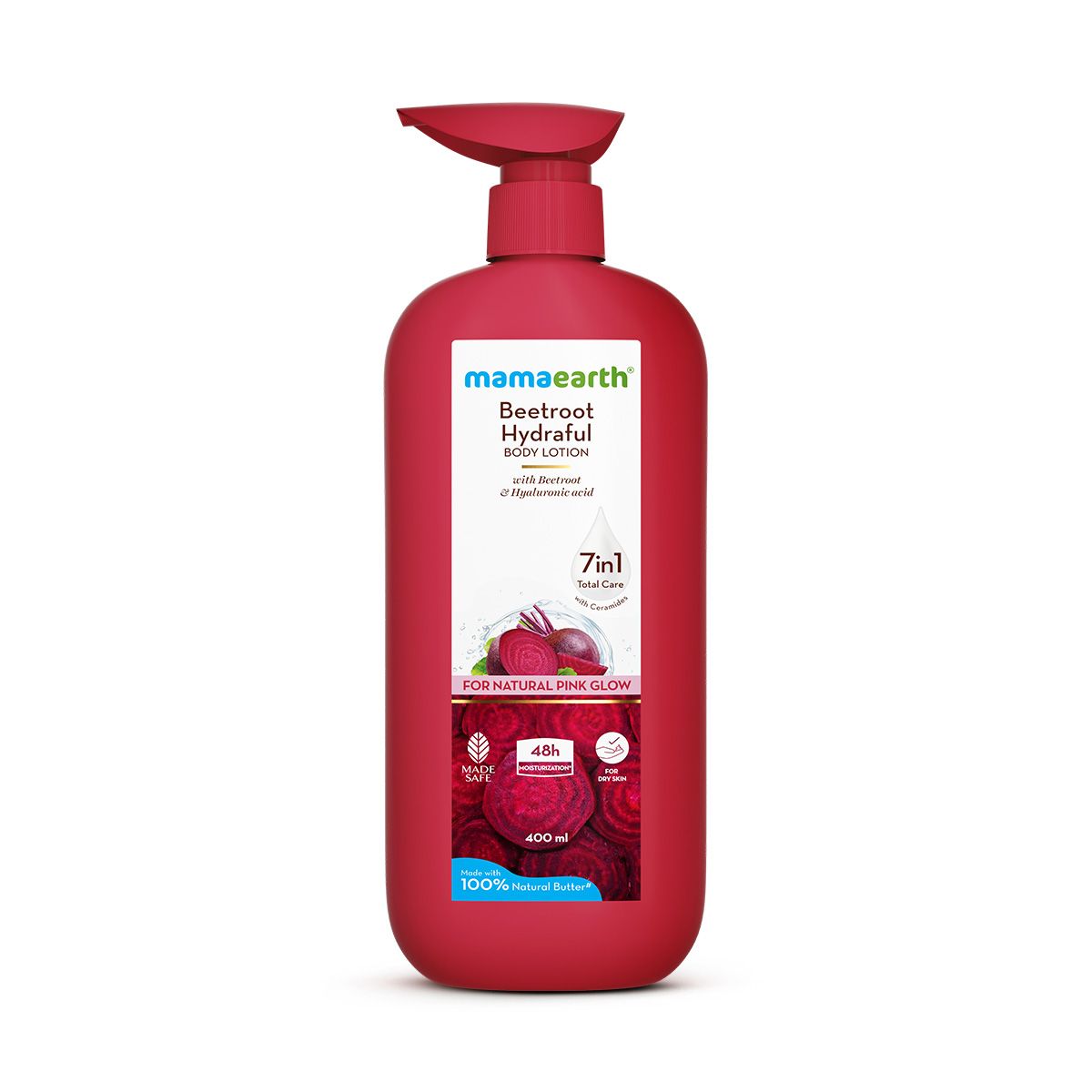 Beetroot Hydraful Body Lotion with Beetroot & Hyaluronic Acid & for Natural Pink Glow - 400 ml by Mamaearth