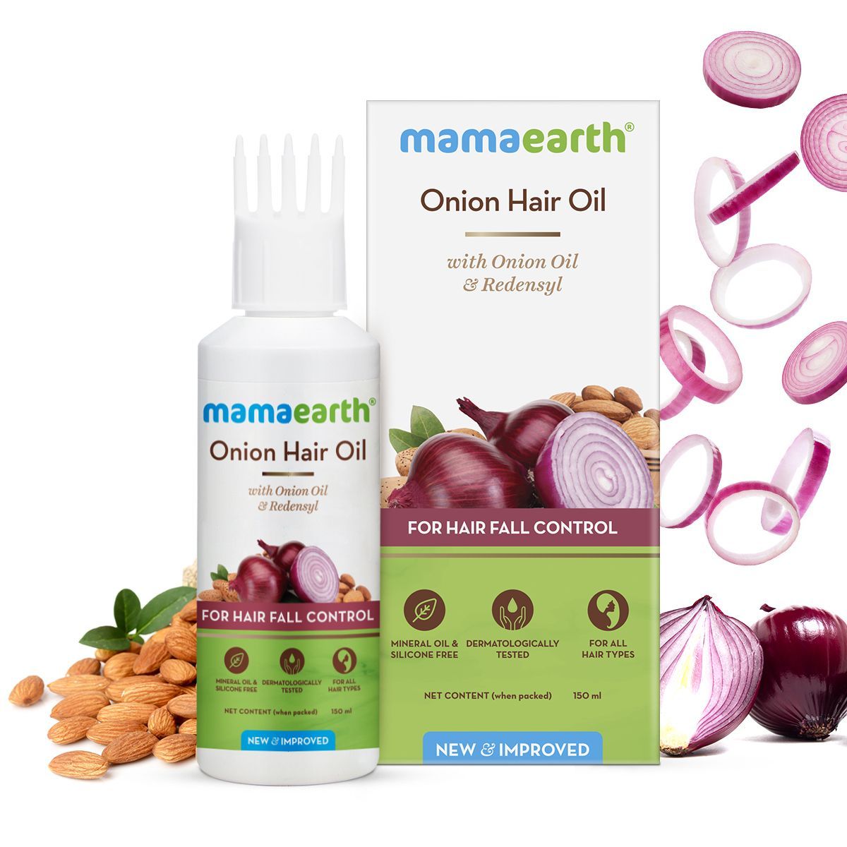 Onion Hair Oil with Onion Oil & Redensyl for Hair Fall Control - 150 ml by Mamaearth